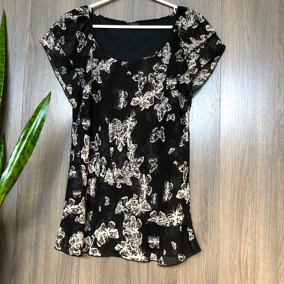 ispiri Tops - Cap Sleeve Butterfly Blouse